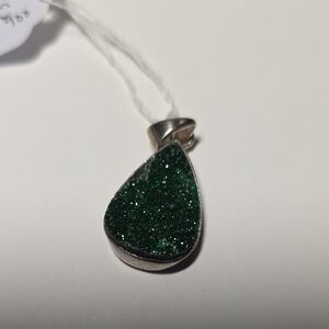Hold For Beloved Green Uvarovite Teardrop Pendant Necklace - Sterling Silver